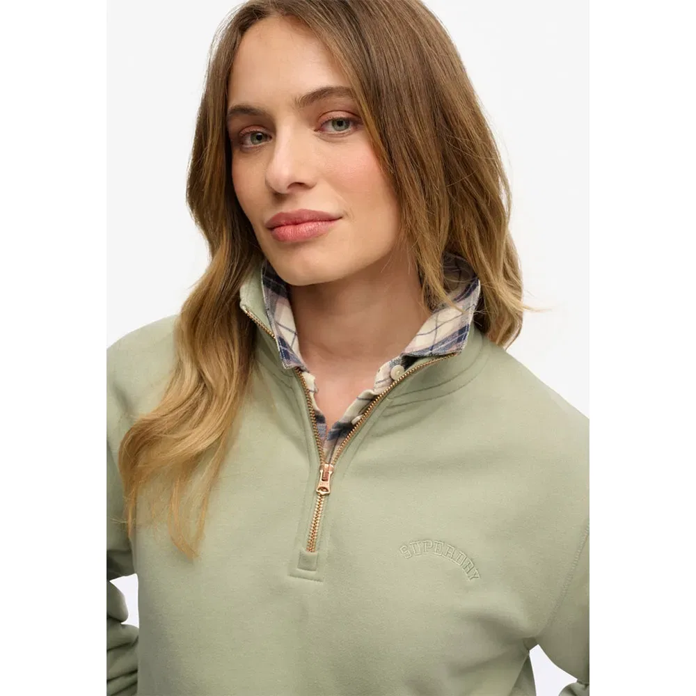 Худи Superdry Essential Logo Embroidered half zip, зеленый — фото 4