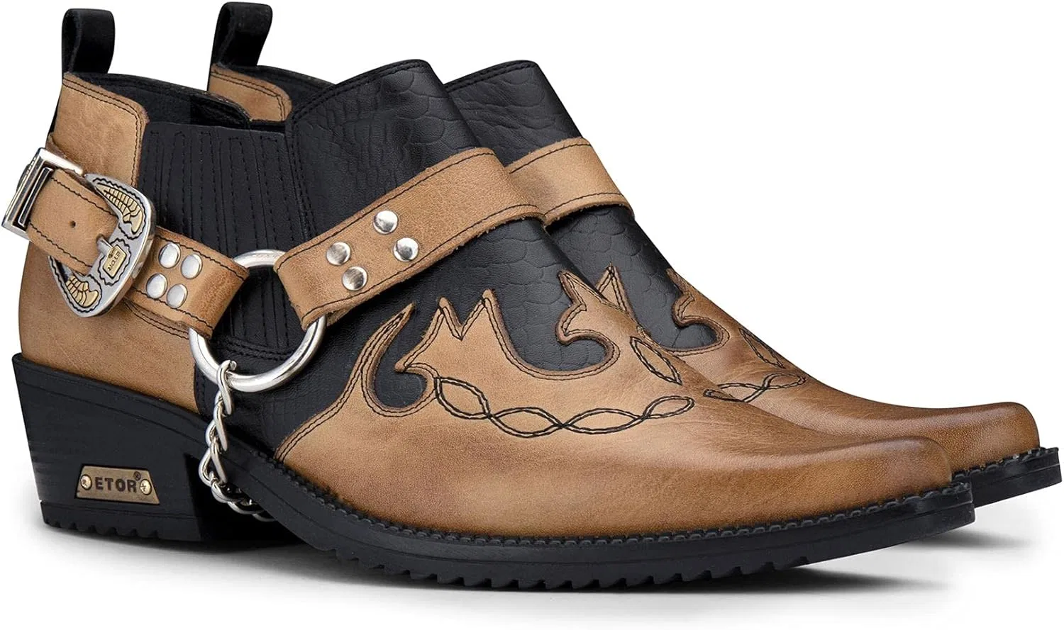 Ботинки TruClothing.com Men's Shoes 100% Genuine Leather Brown Wood Brown Snake Leather Western Design — фото 2