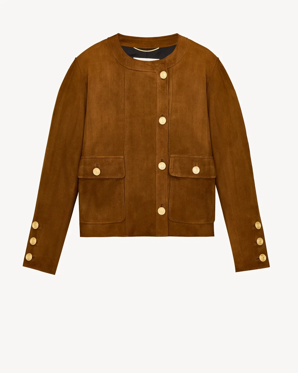 Короткая куртка из замшевой овчины Saint Laurent, коричневый