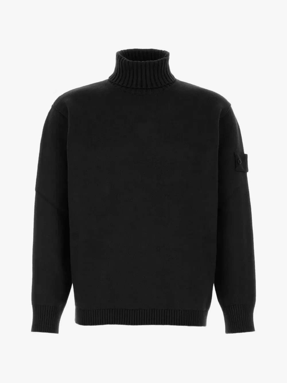 Свитер с высоким воротом и нашивкой-логотипом Stone Island, черный