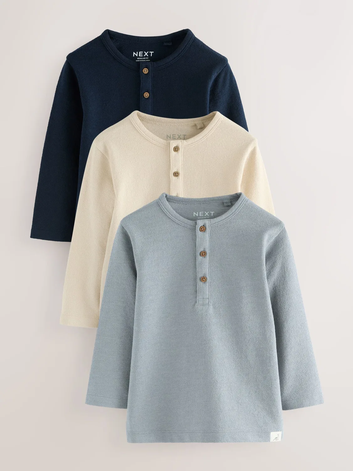 Футболка с длинным рукавом, 3 шт Next, Navy/Blue/Stone