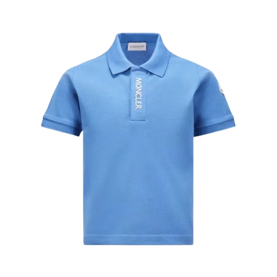 Поло с логотипом Moncler для мальчиков, Cotton Moncler, Pastel Blue