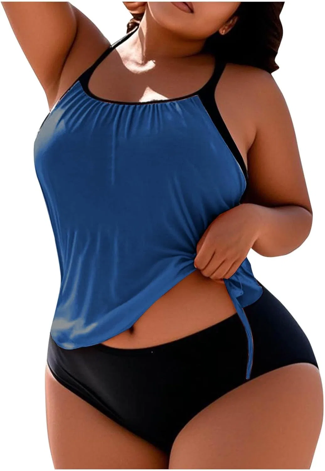 Женский танкини с цветовыми блоками, Sporty Tankini, Blue