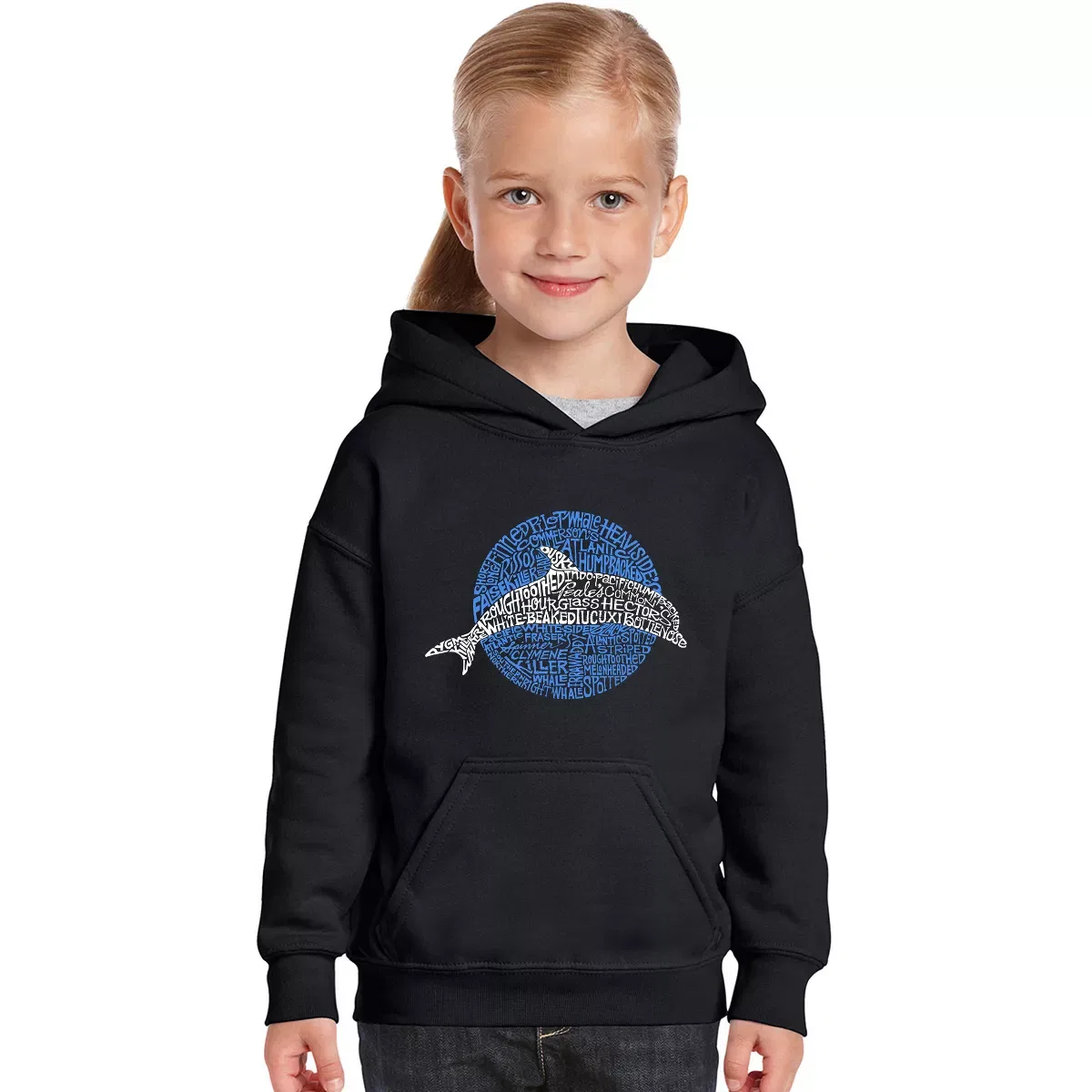 Детский свитшот с принтом Species of Dolphin LA Pop Art, Black
