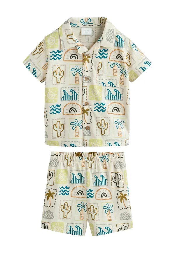 Комплект из рубашки и шорт с принтом Regular fit Next Neutral Palm Print, нейтральный