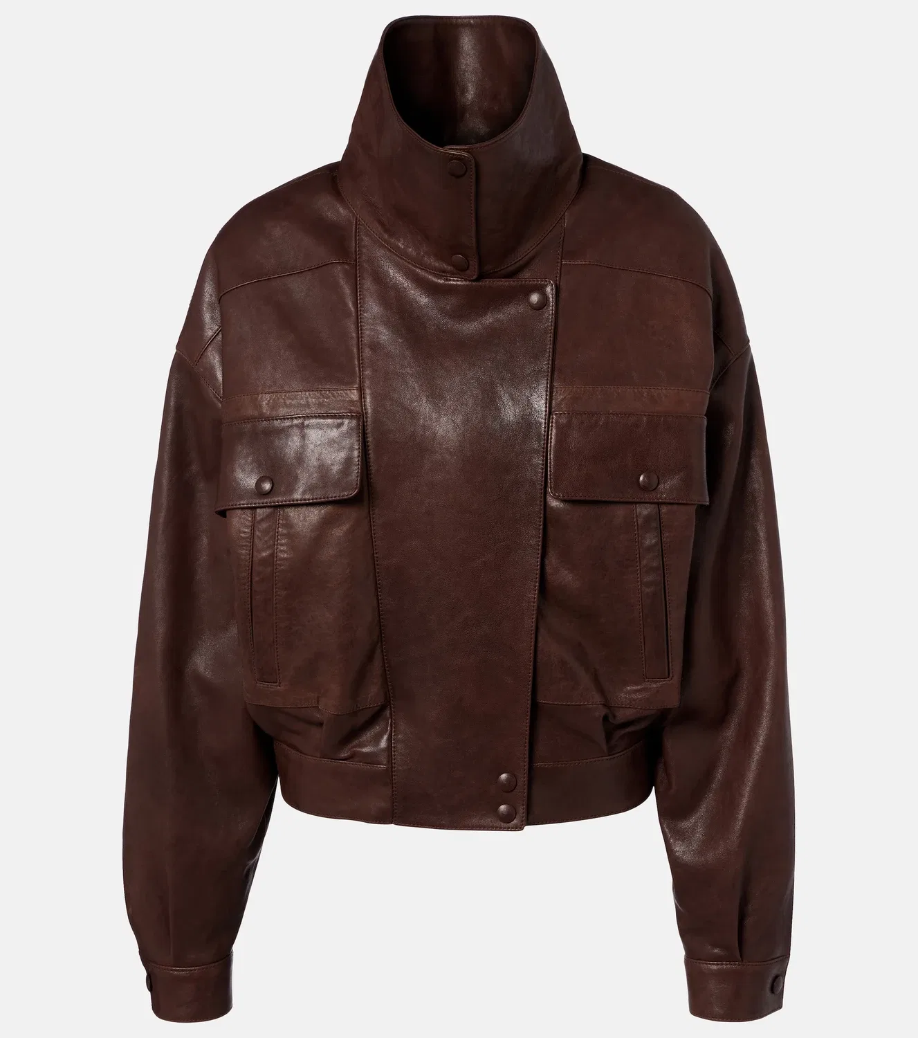 Кожаная куртка-бомбер Saint Laurent, коричневый