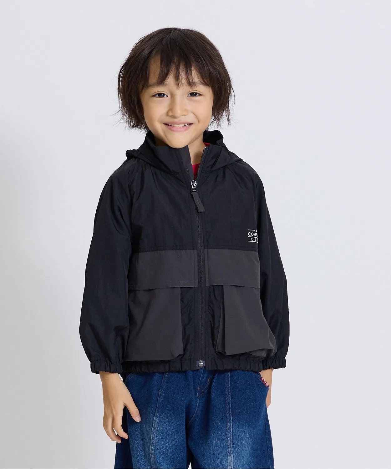 Детская куртка с капюшоном, водоотталкивающая, Active Light Jacket F.O.KIDS, Black