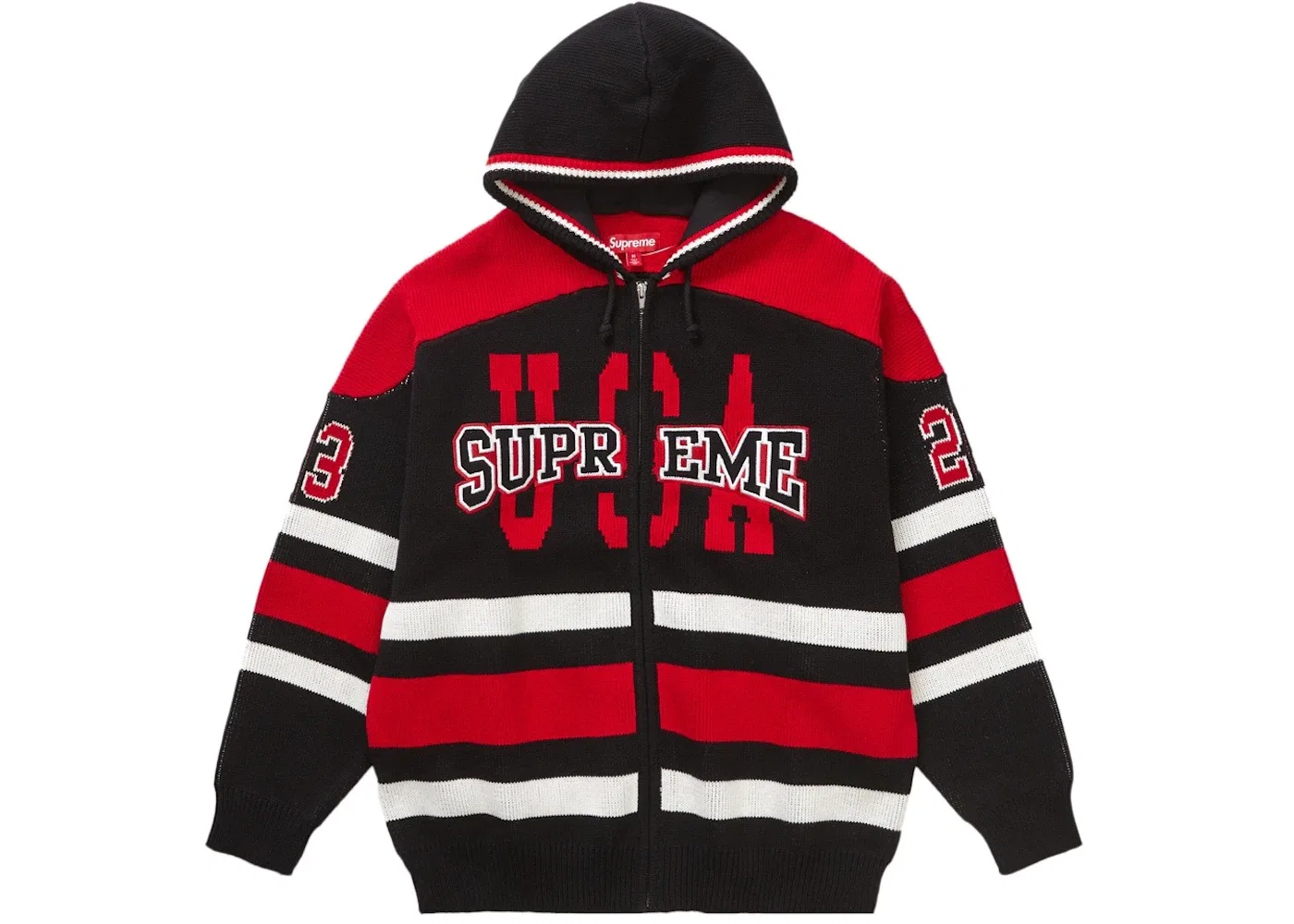 Мужской свитер с молнией и капюшоном Supreme, Black