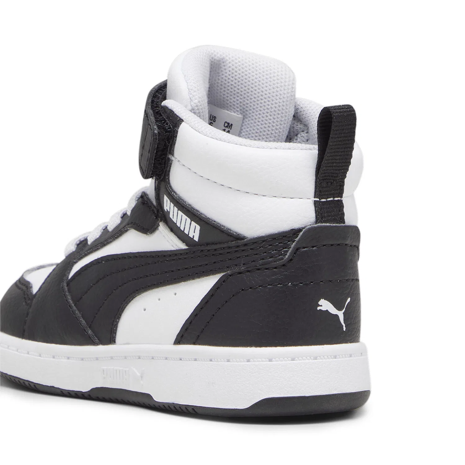 Детские кроссовки с высокой посадкой Rebound V6 Mid Puma, Цвет Weiss Schwarz Grau — фото 2