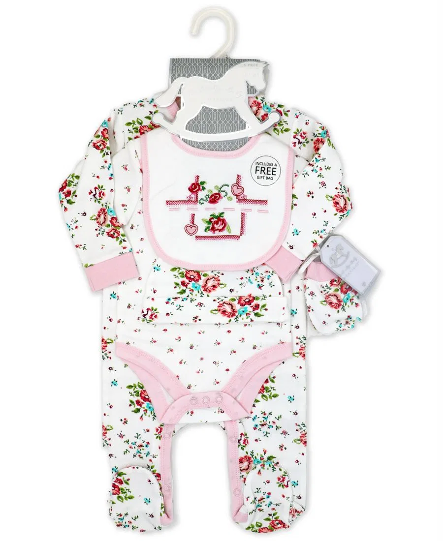 Комплект для новорожденных девочек с цветочным принтом Rock-A-Bye Baby Boutique, Rose Needlepoint — фото 3