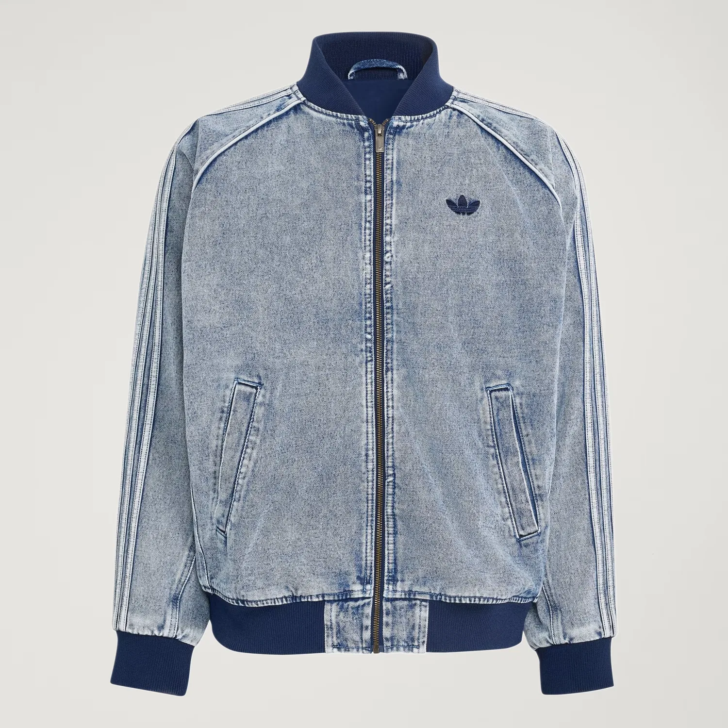 Мужская джинсовая куртка-олимпийка SST Track Top Adidas Originals, светлый деним — фото 4