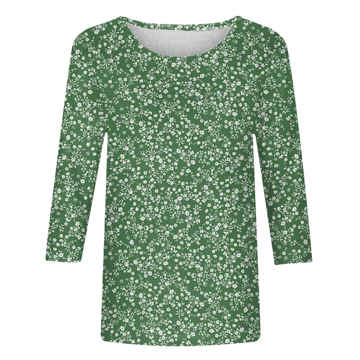 Женская блузка с принтом Plus Size T-Shirts 3/4 Sleeves T-Shirts Summer Round Neck Floral Print Casual Loose Blouses Fashion Thermal Neck, Ag #1 — фото 3