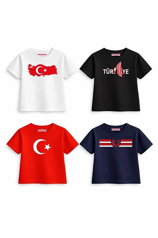Детский комплект футболок для девочек с принтом Ay yıldız kids Rabona Fashion, Multicolor — фото 2
