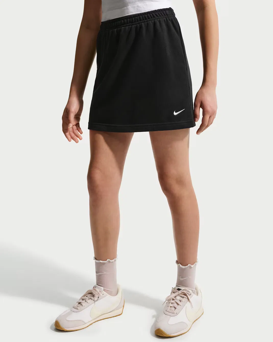 Детская юбка из французской махровой ткани для девочек (подростков) Nike Sportswear Studio Fleece, Black/White — фото 2