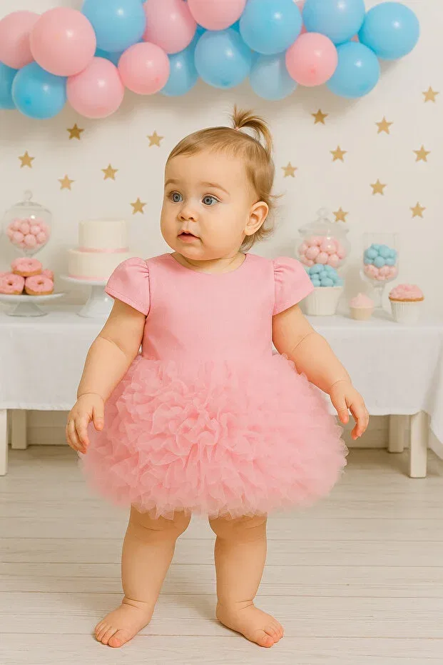 Детское платье для девочек с коротким рукавом Tutu short sleeve baby girl dress 2Kids2Mom, Pink