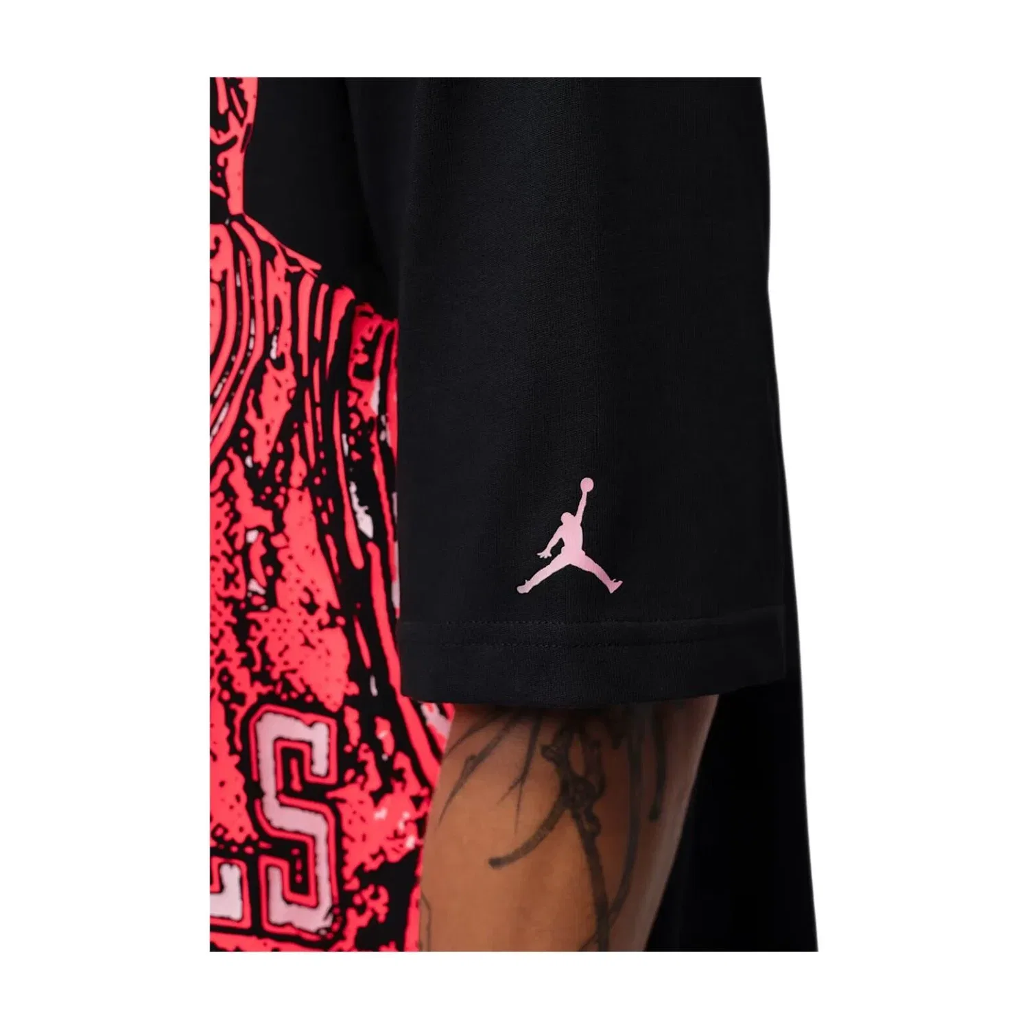 Мужская футболка с принтом Jordan Sport Dri-FIT Graphic T-Shirt Black Hot Punch, черный — фото 3