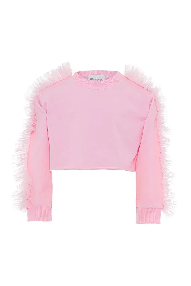 Детское худи для девочек с принтом Crop Poppy Girl Mini Celebrities, Pink — фото 3
