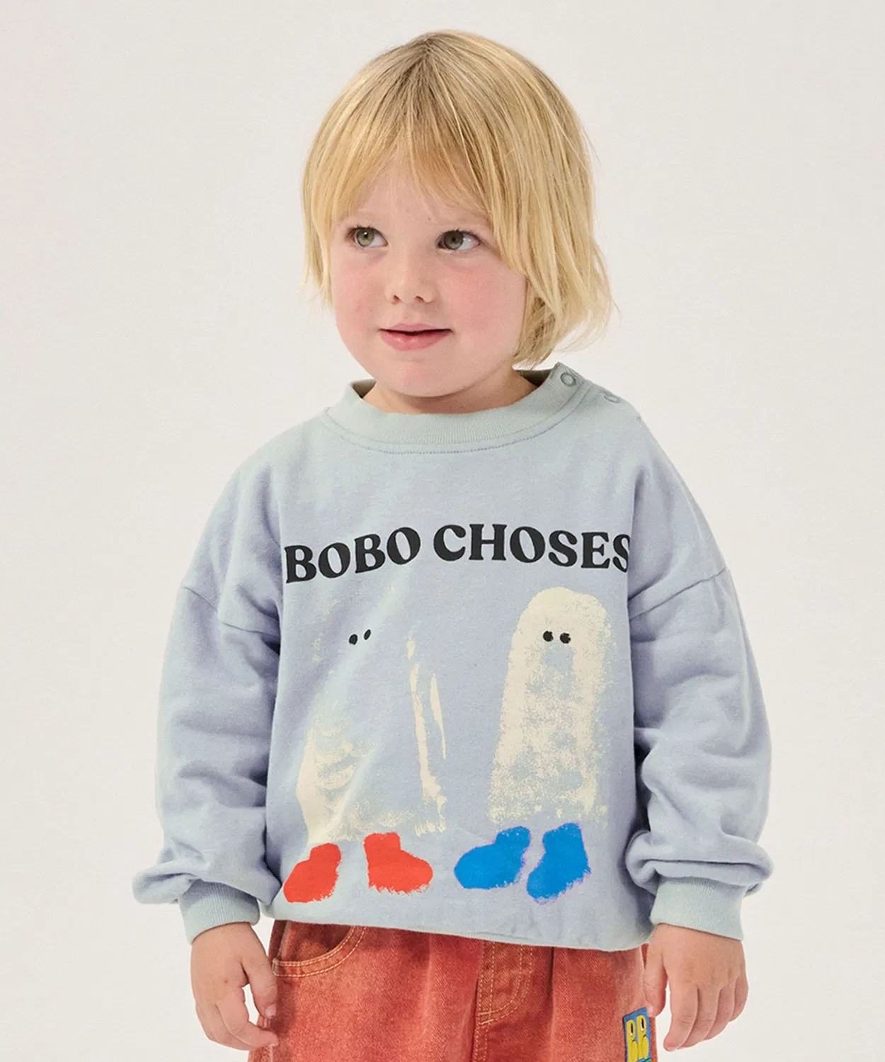 Детский свитшот с длинным рукавомBOBO CHOSES Monster Kodomo Beams, Сакс Блю