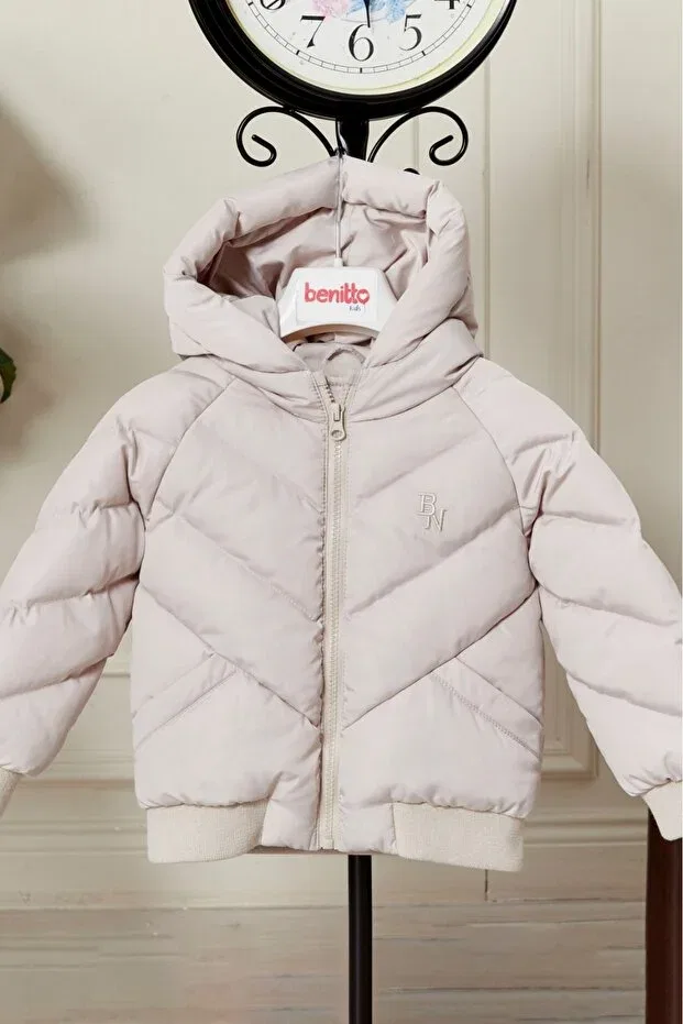 Детское зимнее пальто-пуховик для девочек с капюшоном Pearnight, Beige