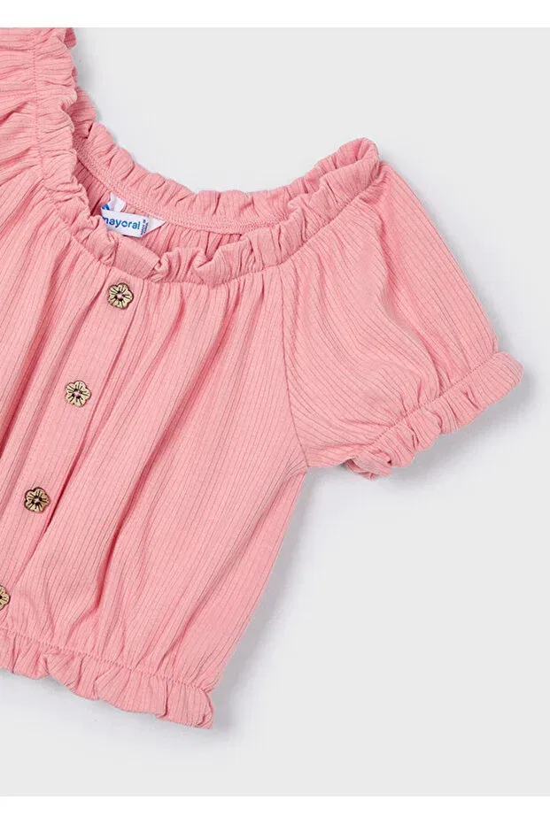 Детская футболка для девочек хлопковая Mayoral, Pink — фото 3