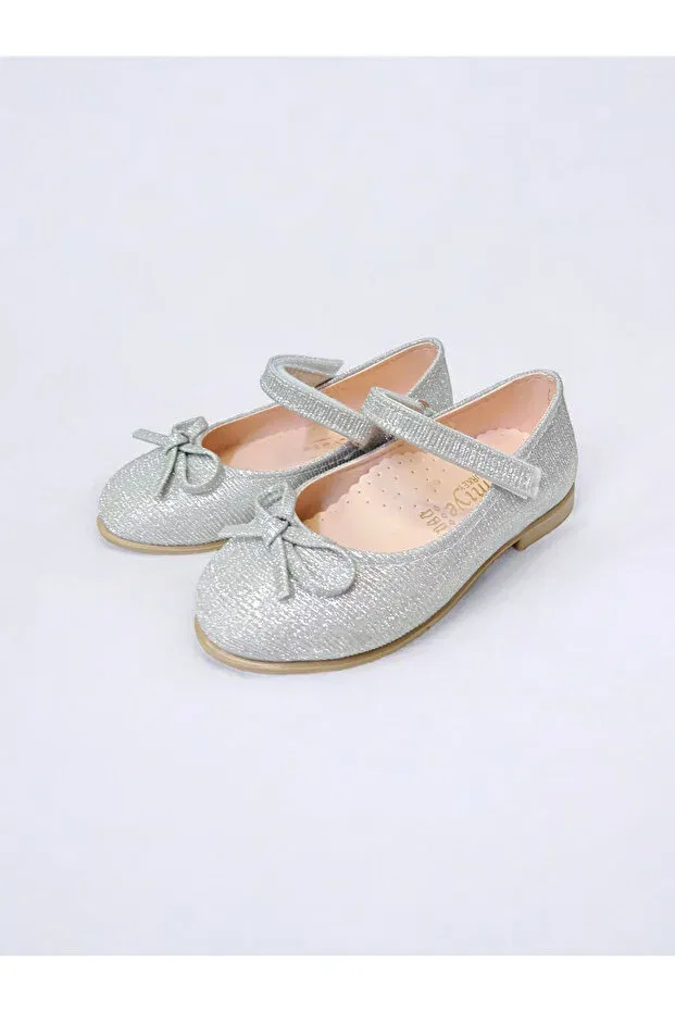 Детские туфли для девочек с бантом Patik Bebe, Silver Glass — фото 4