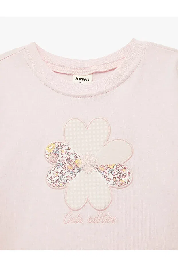 Детская футболка для девочек с принтом Floral printed pink baby girl t-shirt Koton, Rose — фото 3
