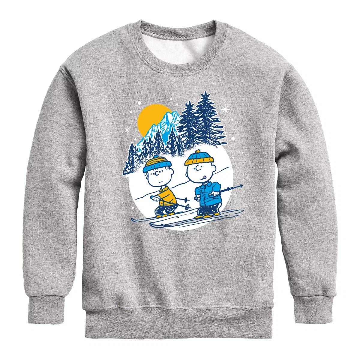 Детское худи с принтом Charlie Brown And Linus Skiing Peanuts, Navy