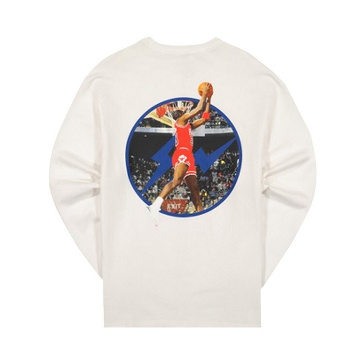 Футболка Air Jordan x Fragment Long-Sleeve T-Shirt 'Platinum Tint', белый — фото 3