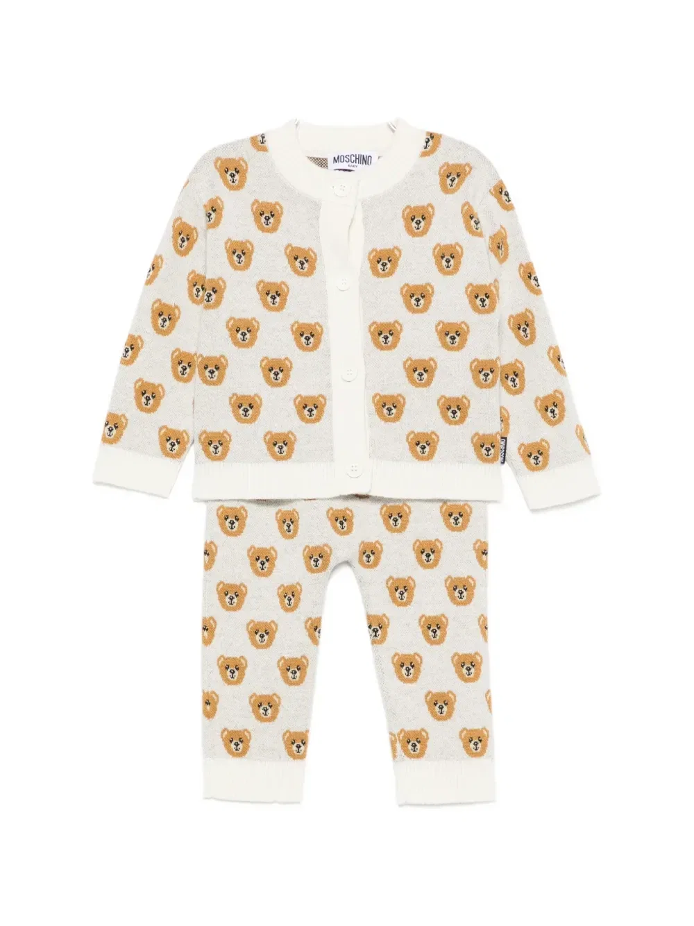 Комплект брюк с вышитым мишкой Teddy Bear Moschino Kids, бежевый