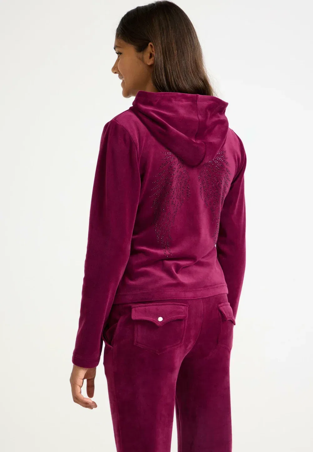 Велюровая толстовка на молнии Lindex, Dark Red — фото 3