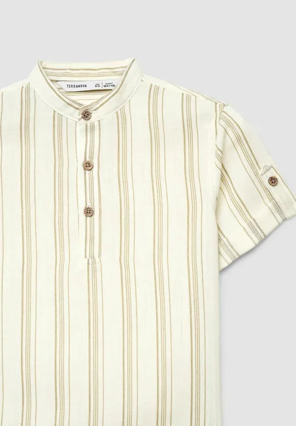Рубашка поло с коротким рукавом, в полоску, Camicia mc righe, Terranova, белый — фото 3