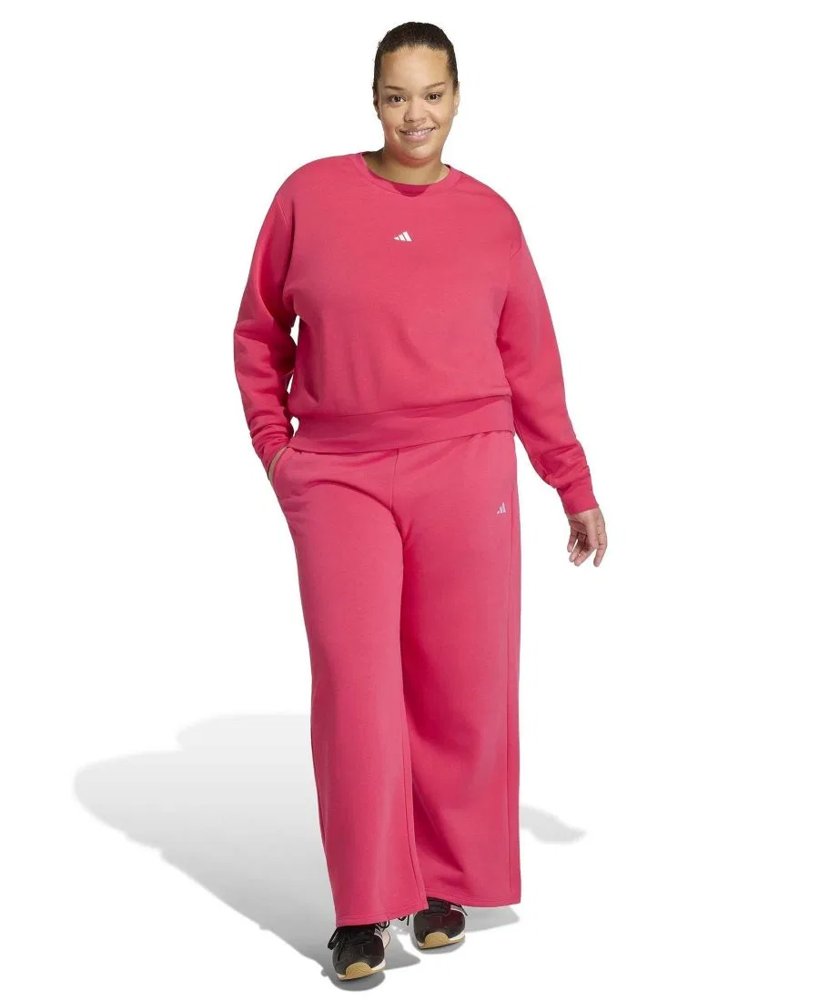 Спортивные брюки из футера с боковыми полосами adidas, Power Pink — фото 2