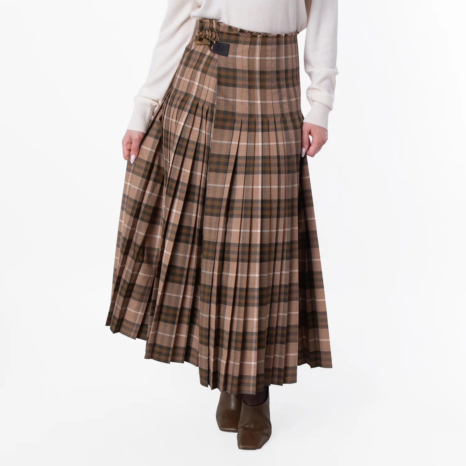 Юбка-килт макси с принтом Check Wool Blend Maxi Kilt Burberry, Camp Ip Check