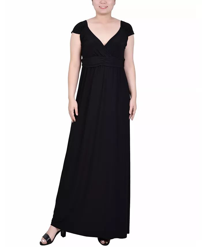 

Платье макси с завышенной талией Petite и сборками NY Collection, черный