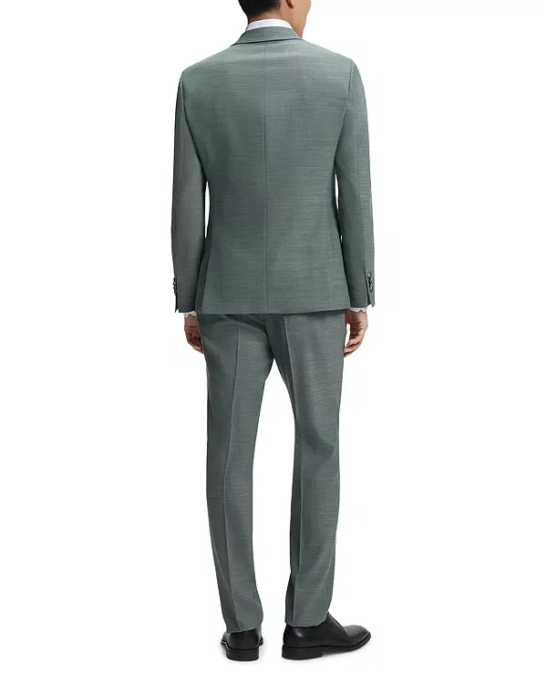 Мужской костюм slim fit из текстурированной ткани Boss, Open Green — фото 2