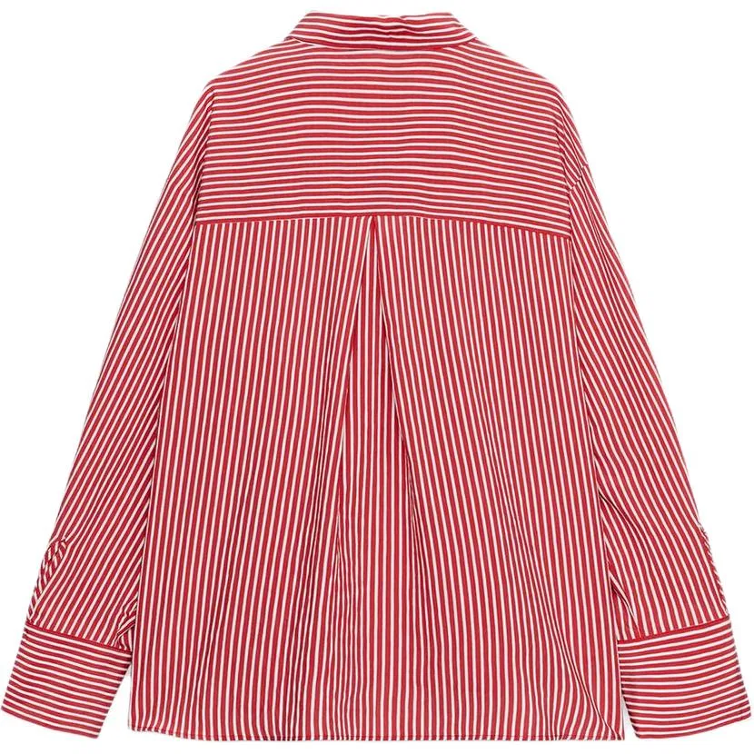 Женская рубашка с воротником Red/White ZARA, Красный/Белый — фото 3