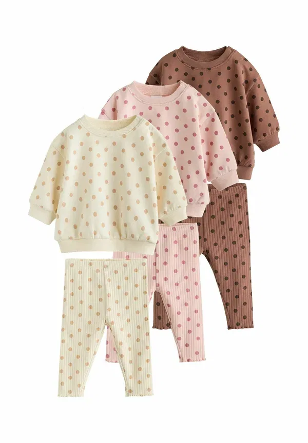 Комплект из свитшота и леггинсов с горошек Next Chocolate brown and pink spot, розовый/коричневый/шоколадный