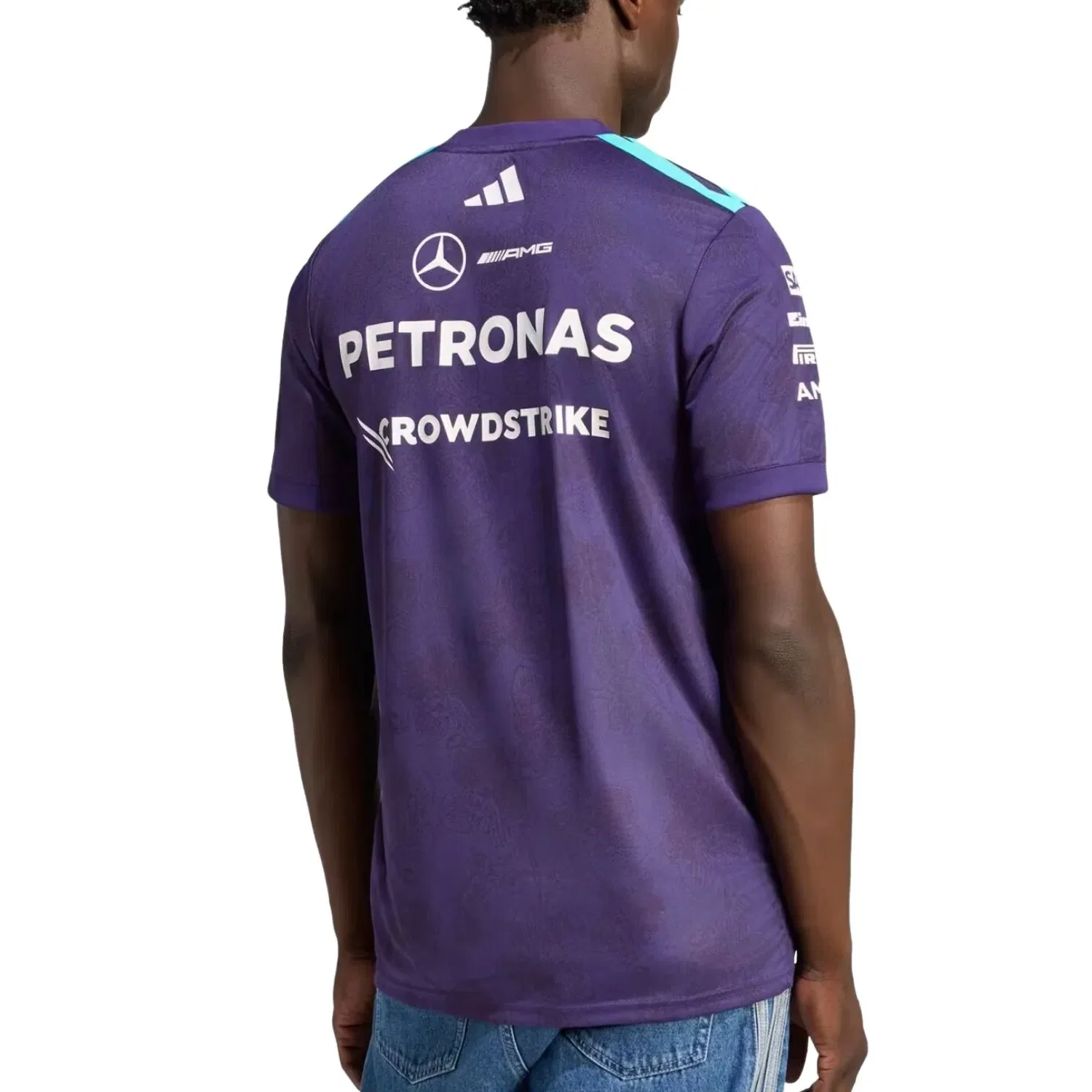 Мужская игровая майка Mercedes AMG Petronas F1 Vanda Bloom Driver Jersey Asia Sizing 'Dark Purple' adidas, Dark Purple — фото 3