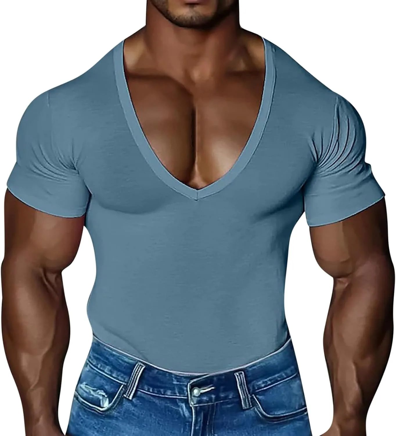 

Мужская футболка с глубоким V-вырезом Slim Fit Stretch