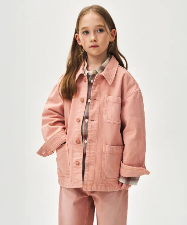 Джинсовая куртка пигментная, Musinsa Standard Kids, коралловый