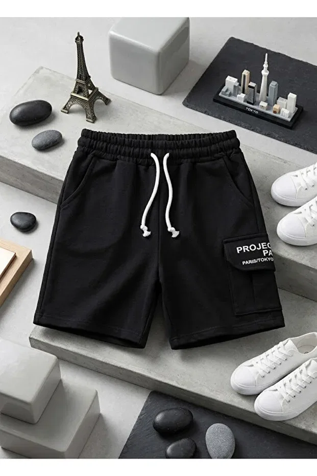Детские шорты для мальчиков с принтом Project Paris Meyastore, Black