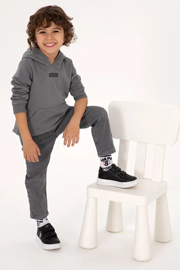 Детское худи для мальчиков с капюшоном Sportswear U.S. Polo Assn., Gray — фото 2