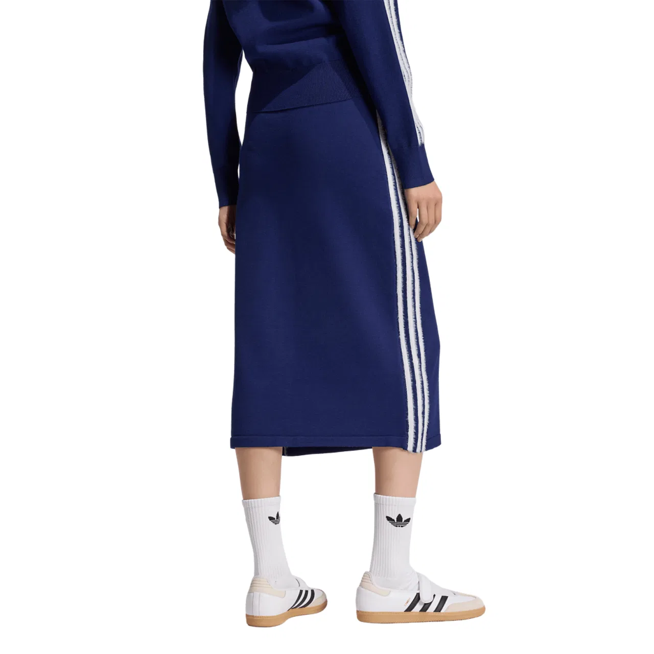 Женская юбка миди из трикотажа с боковыми полосами adidas Originals, Dark Blue/White — фото 2