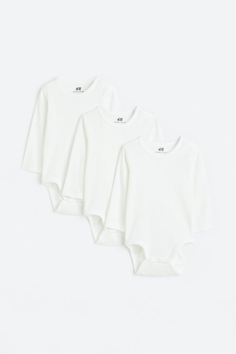 

Комплект из 3 боди в рубчик H&M, белый