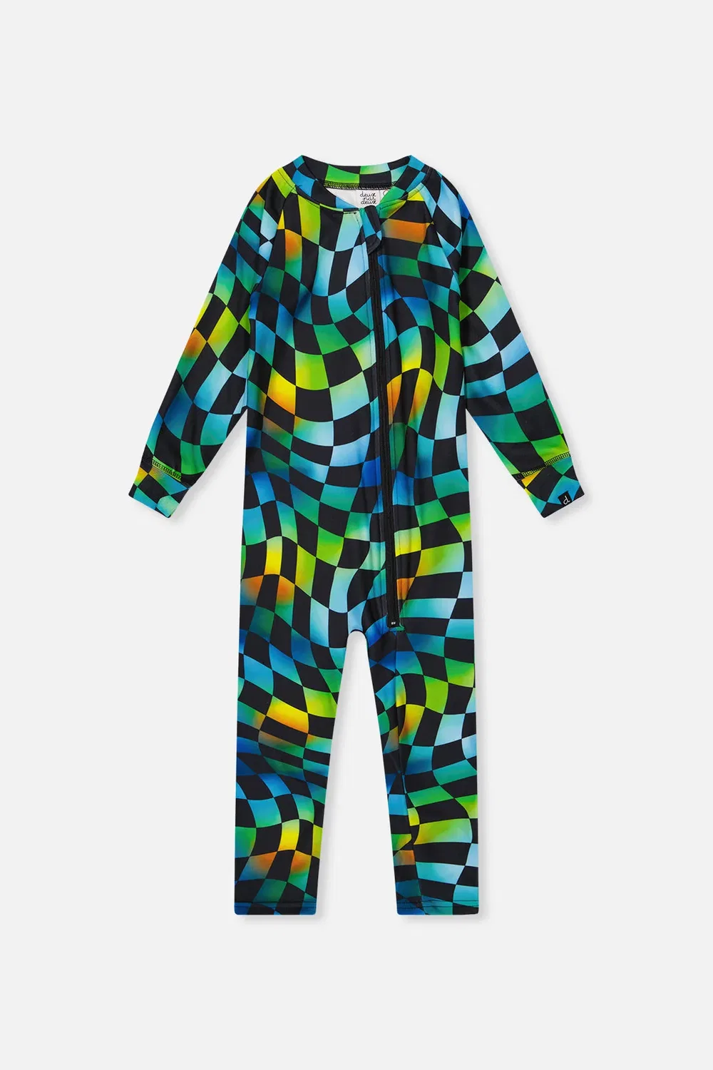 Детский комбинезон-боди термобелье с принтом Deux par Deux, Blue Checkered Print