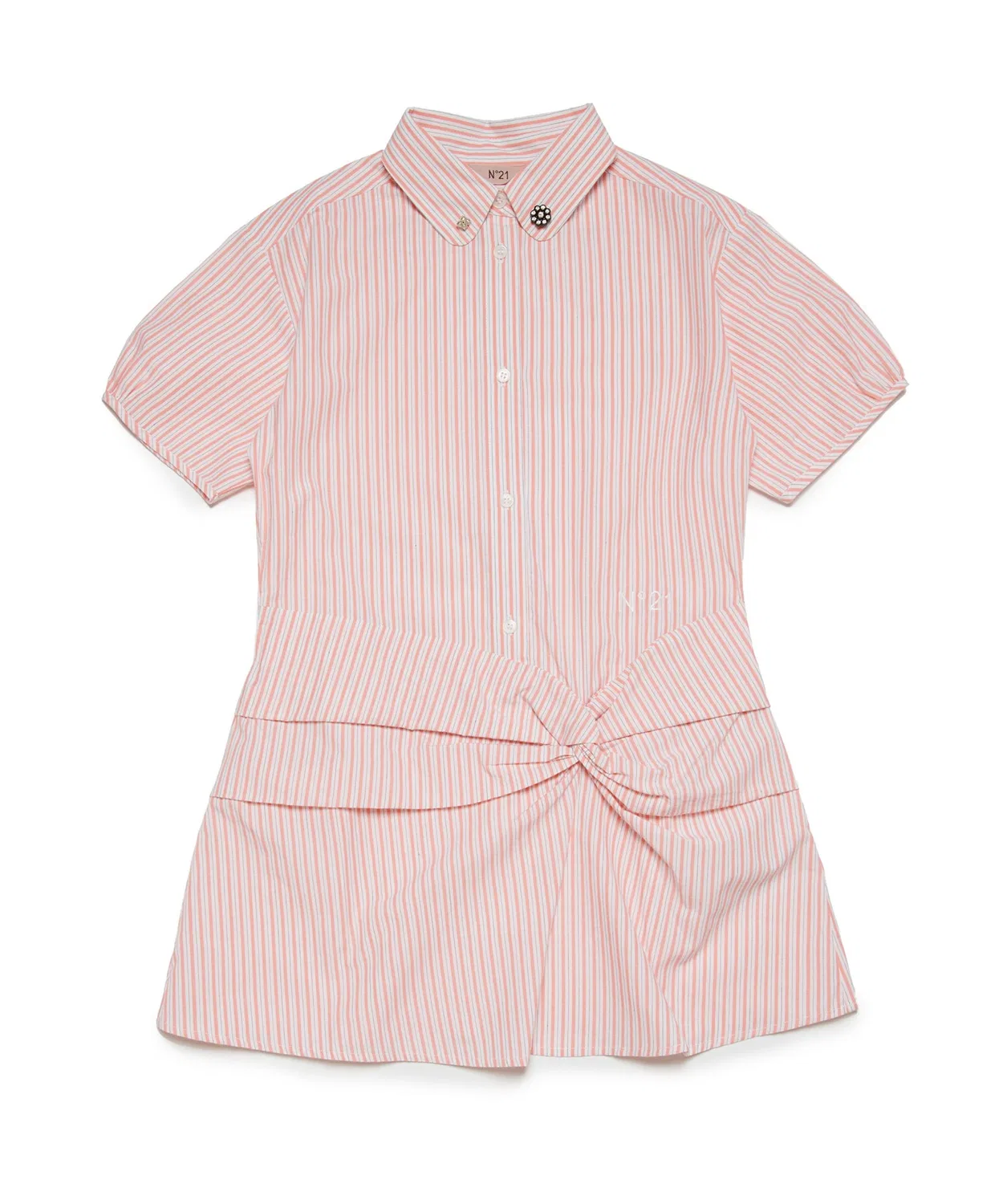 Детское платье-рубашка с коротким рукавом в полоску N°21, Light Pink