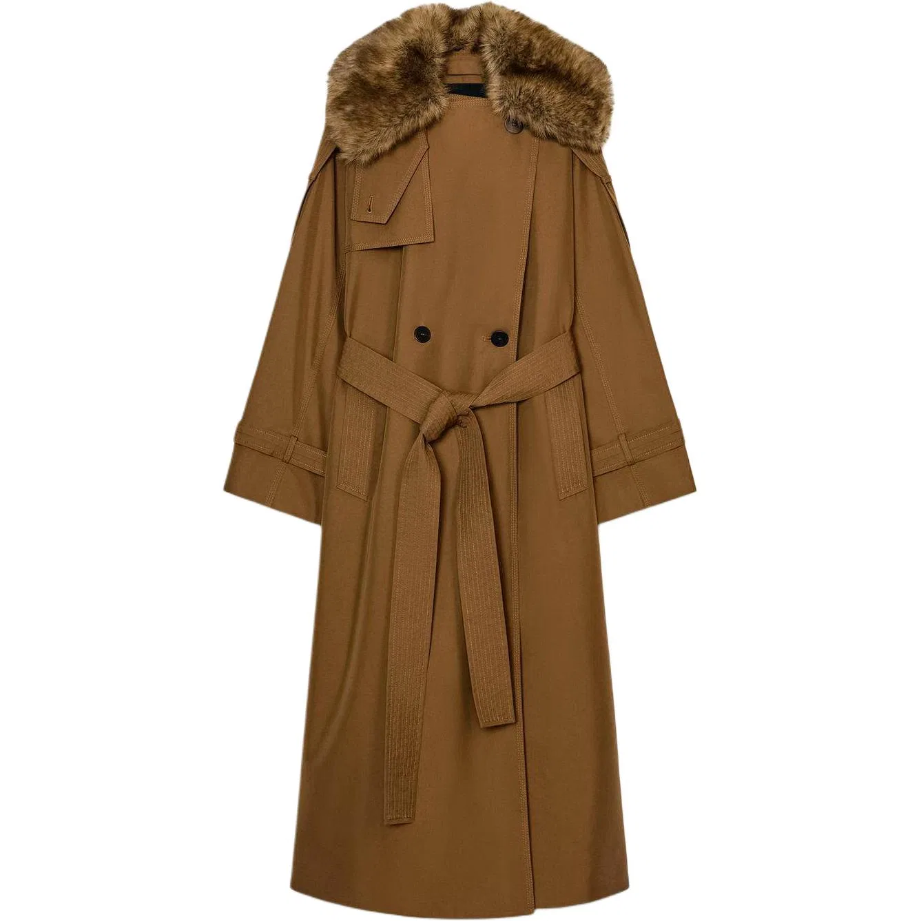 Женский тренчкот с лацканами Brown ZARA, Brown