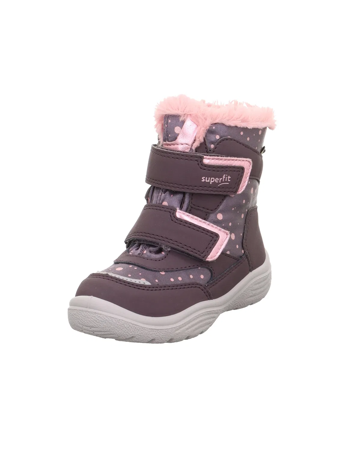 Детские снежные ботинки для девочек с липучкой Crystal Superfit, Purple Pink 8500