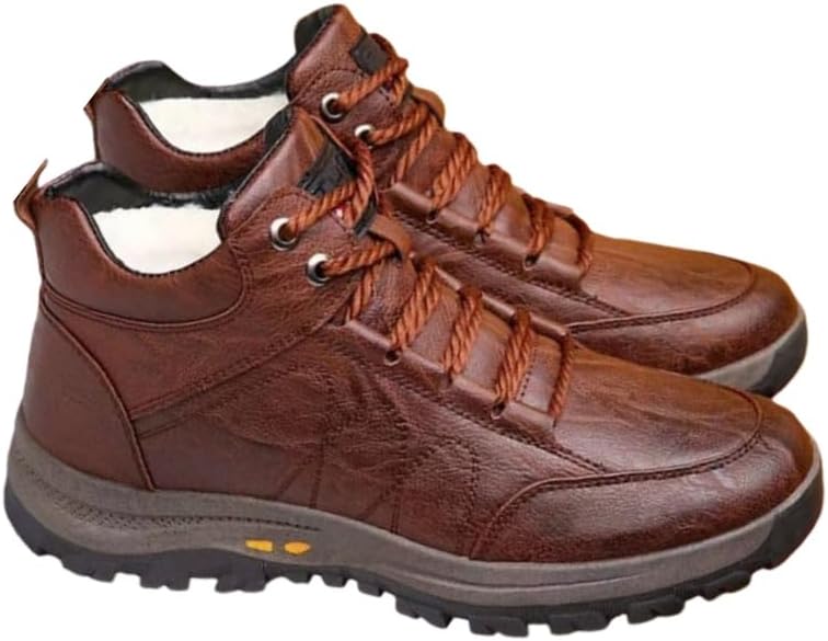 

Зимние мужские высокие кеды большого размера с толстой кожаной стеганой отделкой для повседневного и спортивного использования. Внутренняя подкладка комфортная и мягкая, сохраняет ноги в тепле Clolinde, коричневый