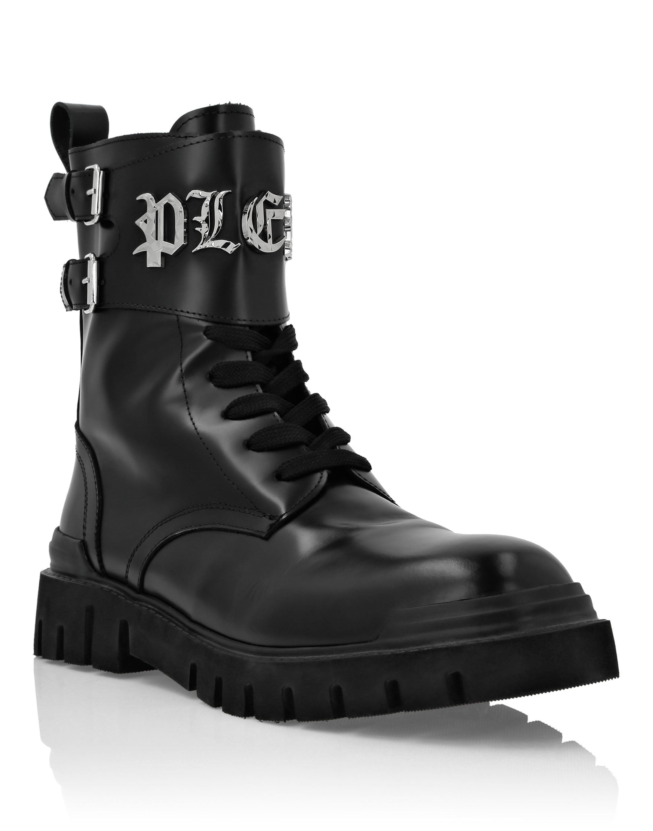 

Кожаные ботинки Mid Flat Gothic Plein PHILIPP PLEIN, черный